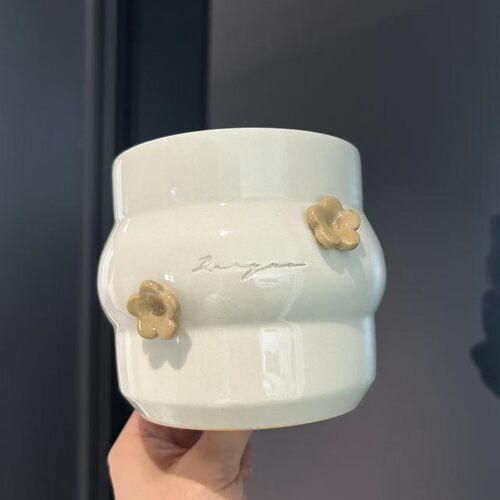 TeeUM韩国制｜创意花朵釉烧花盆｜手工多肉桌面盆｜办公摆设礼品