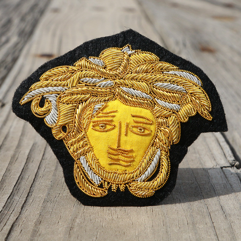 tascend印度丝手工刺绣徽章 欧美潮牌高档补丁贴美杜莎标志布贴