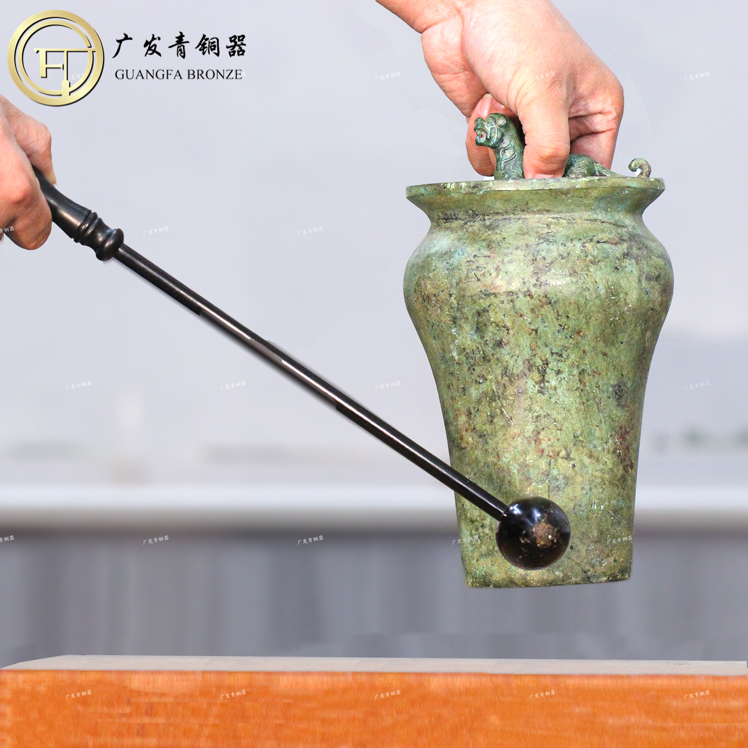 博物馆虎钮錞于乐器演奏摆件巴蜀土家敲打乐器鸣金收兵双虎纽錞于