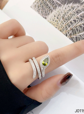 蛇形本命年轻奢锆石戒指女