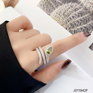 蛇形本命年轻奢锆石戒指女小众设计时尚 开口食指指环2025年潮 个性