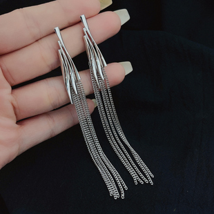 流苏耳坠耳环银针欧美风甜酷风2023年新款 轻奢潮可盐可甜小众耳饰