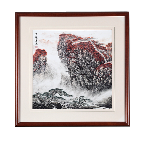 85*85顾氏手工刺绣风景鸿运当头系列二：紫气东来 玄关书房礼品画
