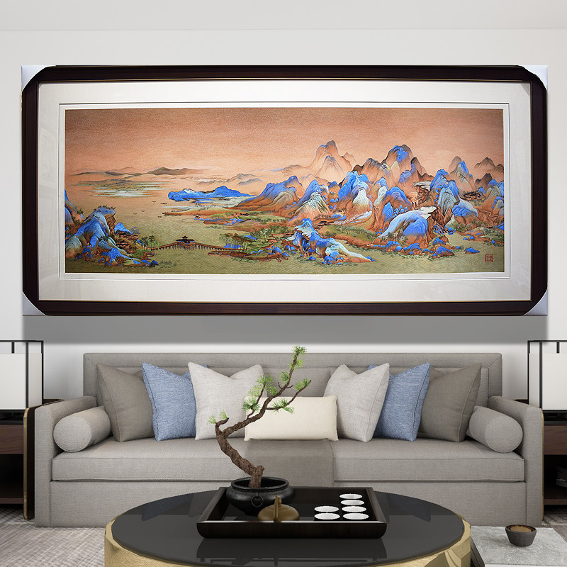 顾氏家族传人顾晓贤 千里江山图山水风景 客厅办公室新中式装饰画