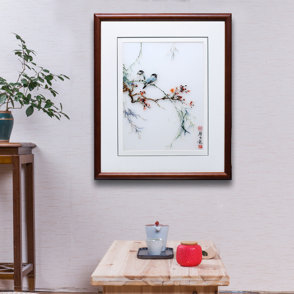 50*60顾氏手工苏绣颜伯龙花刺绣