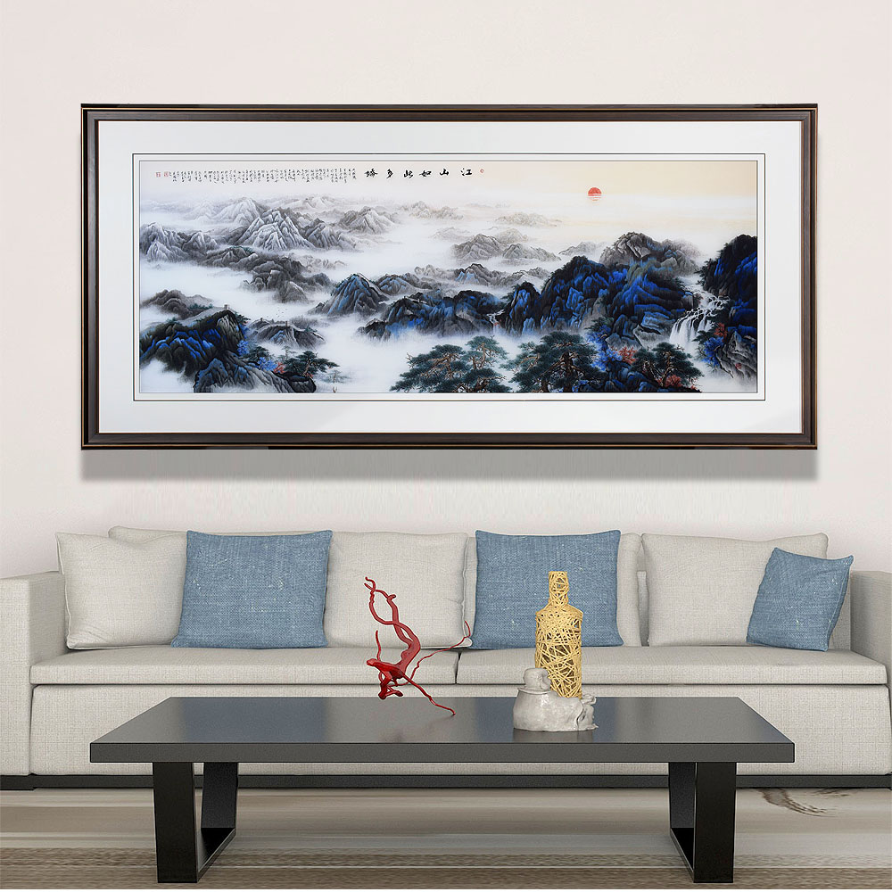 顾氏苏绣江山如此多娇山水风景