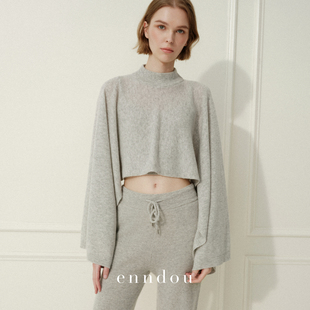 enndou【10/10 10:00上新】纯羊绒宽袖两片式上衣宽松女针织衫