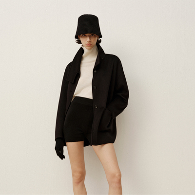 enndou秋冬立领短款大衣外套