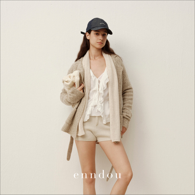 enndou100%羊绒假两件外套羊绒衫