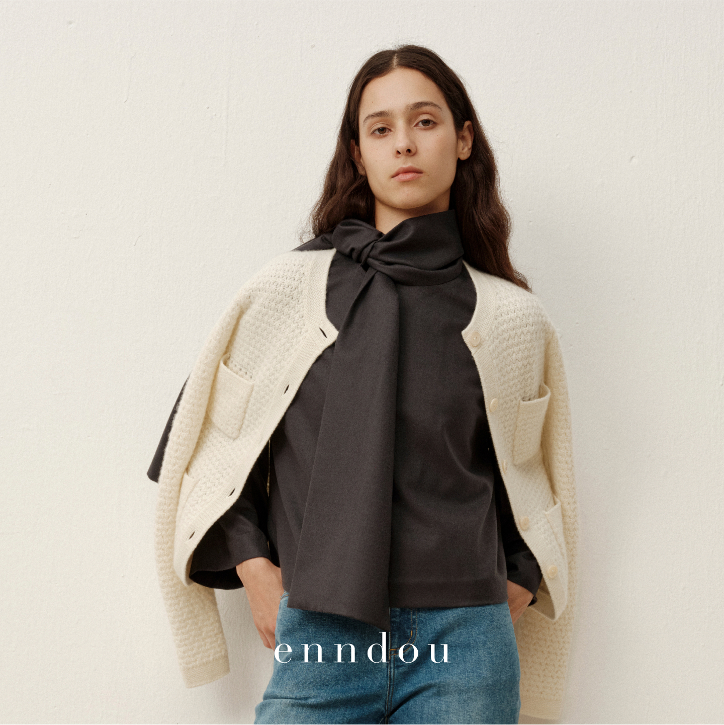 enndou100%羊绒移针提花外套