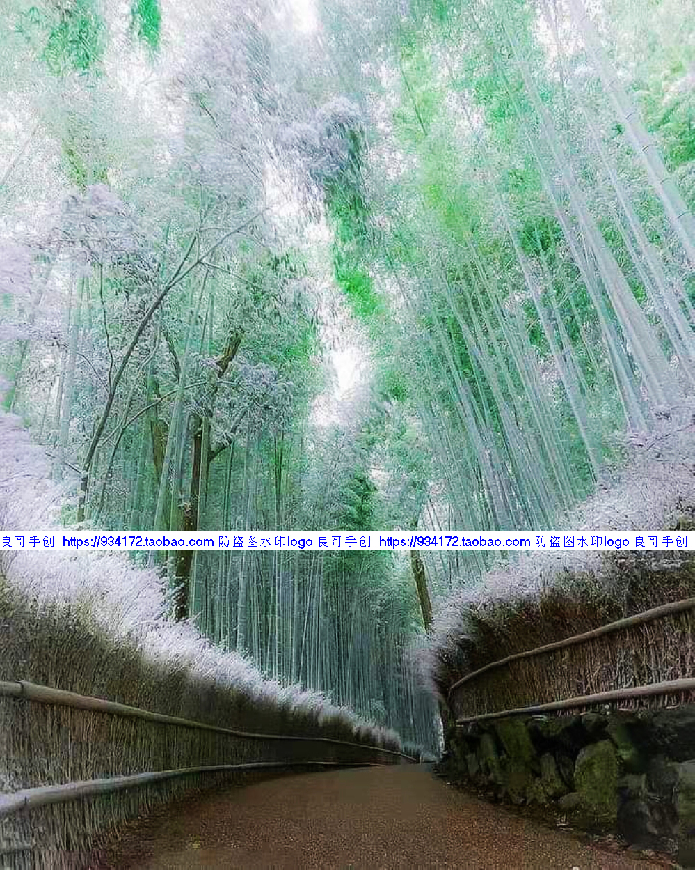 线绣 满绣印花印布包邮 林荫竹道十字绣 竹林小道美景