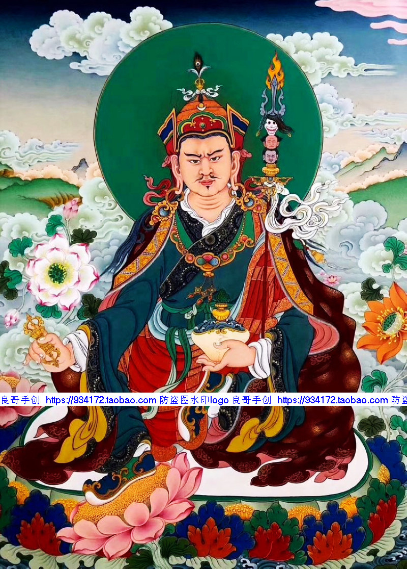 线绣 满绣印花印布 包邮 藏传佛图莲花生大师十字绣 莲花生大士师