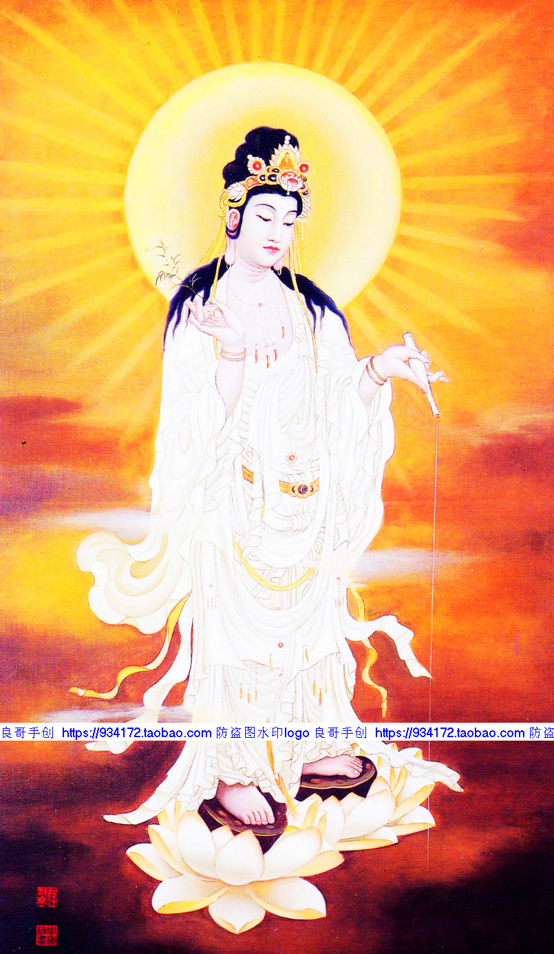 莲花杨柳观音菩萨十字绣