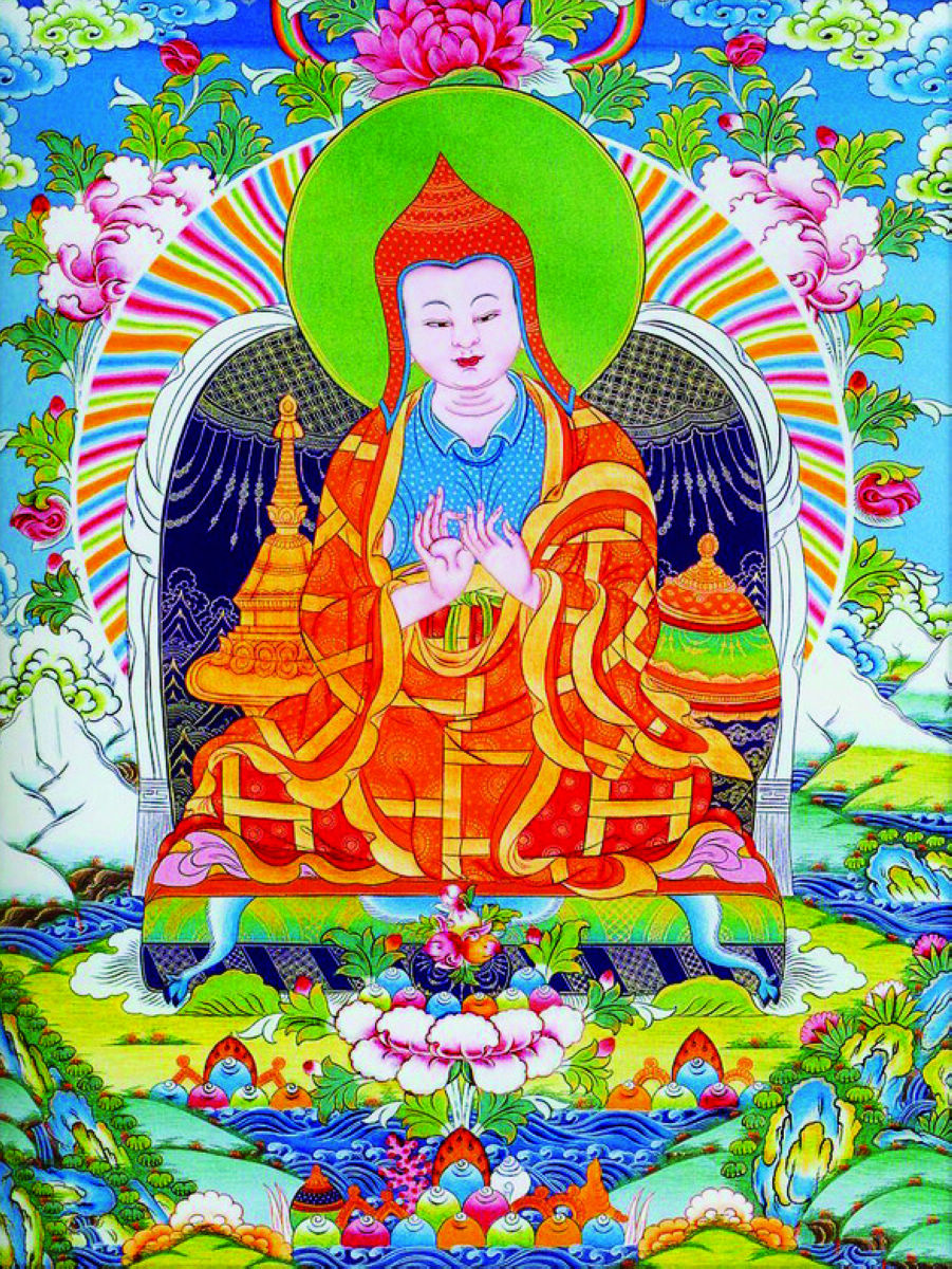 线绣 满格全绣 印布印花 唐卡十字绣 果洛唐卡 阿底峡尊者