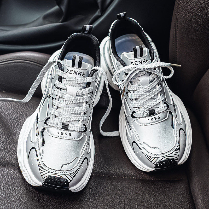 男鞋冬季高级感皮面防滑轻便软底运动跑步休闲增高学生增高老爹鞋,流行男鞋,时尚休闲鞋,淘宝优惠券,粉丝福利购,淘宝优惠卷