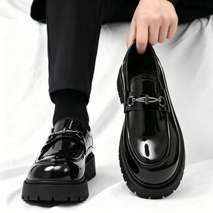 男士大码45商务休闲皮鞋46懒人一脚蹬乐福鞋厚底增高英伦风男鞋子