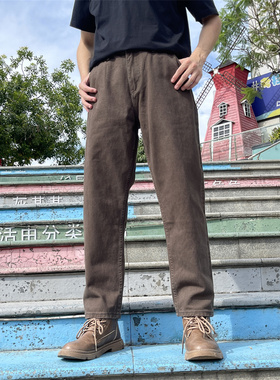 美式简约灰绿色工装裤男新款百搭直筒休闲裤宽松秋冬时尚潮NV116