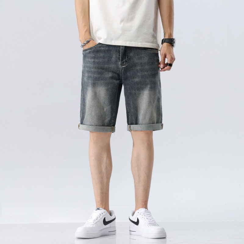 欧美风机车牛仔短裤男潮牌宽松