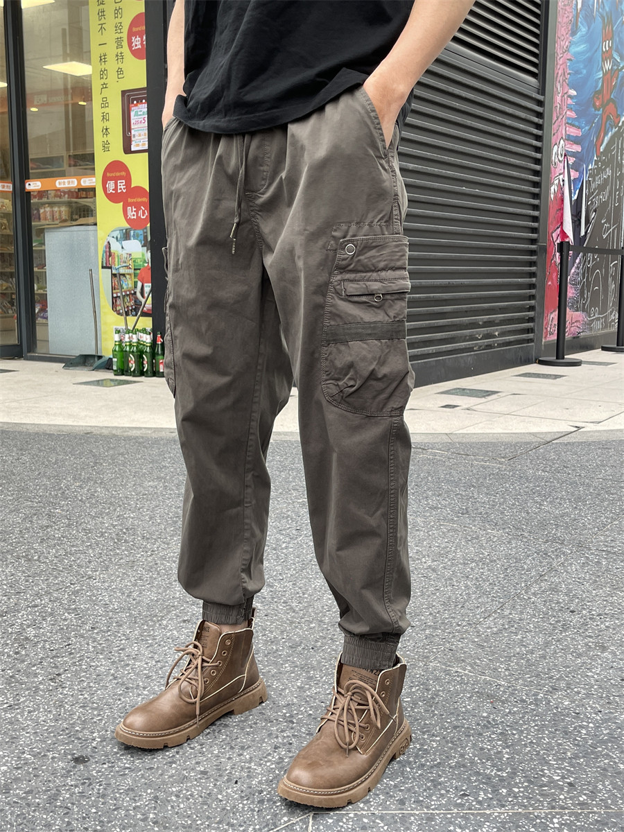 春秋工装裤男款时尚修身束脚户外中灰色长裤休闲运动裤潮牌2026年