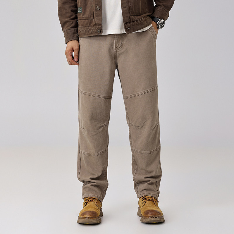 美式复古水洗牛仔裤男宽松直筒工装长裤休闲百搭2025痞帅伐木裤