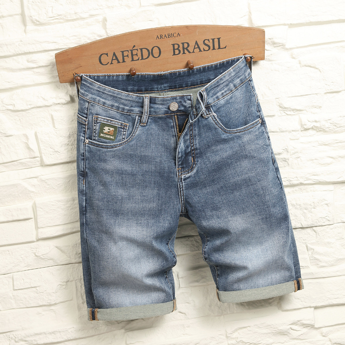 2026年男款夏季牛仔美式复古工装短裤休闲中裤弹力五分裤潮牌百搭