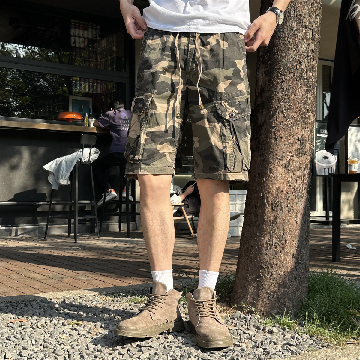 美式复古迷彩工装短裤男夏季2025新款重磅宽松大码中裤休闲五分裤