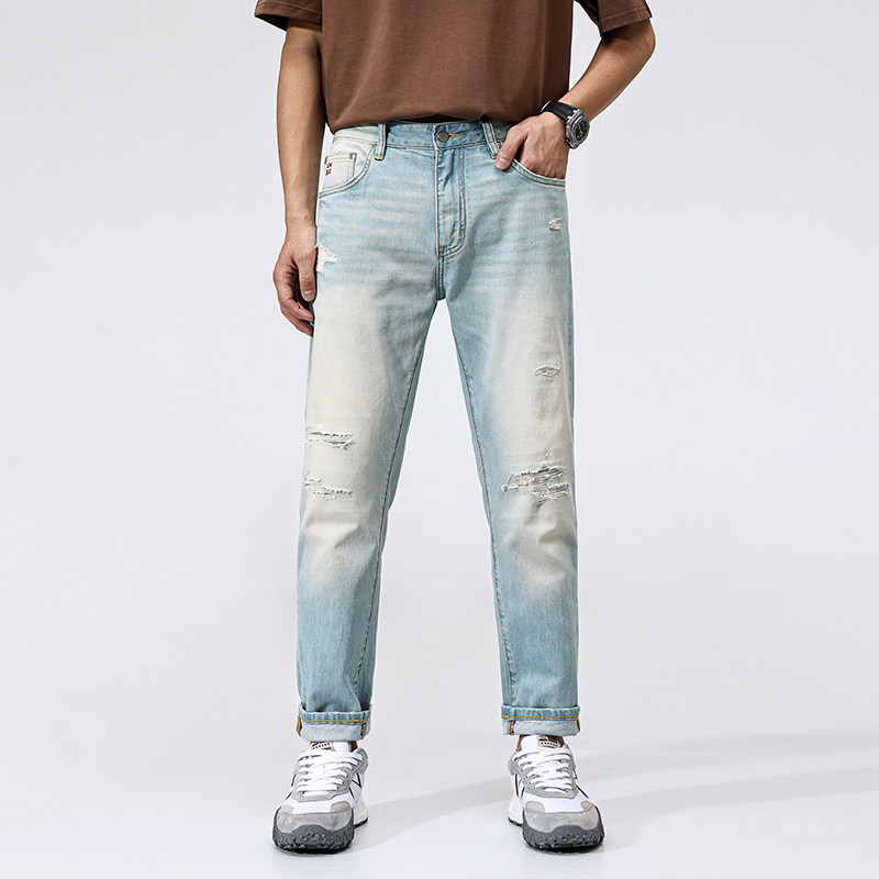 2026年新款牛仔裤男款秋季潮牌休闲百搭修身小脚长裤子男