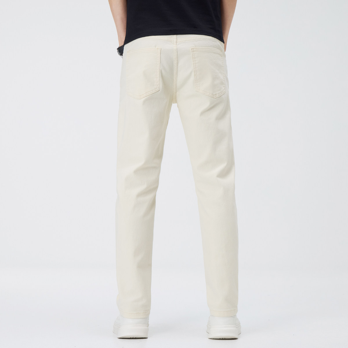 牛仔裤男款春秋季2026新款弹力休闲百搭潮流高级感米白色春夏薄款