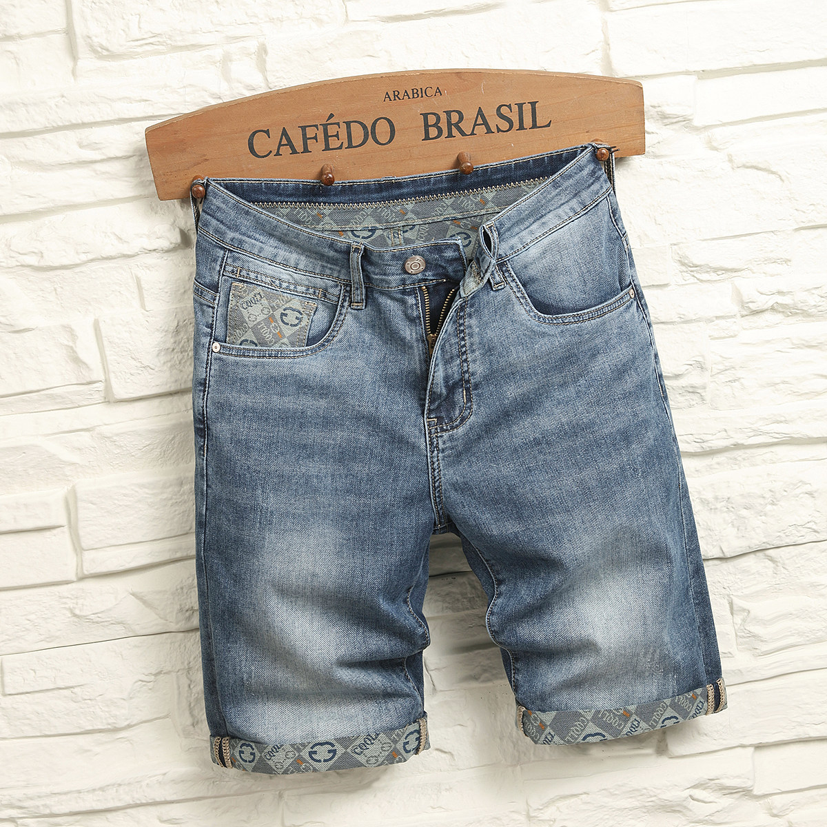 2026年男款夏季美式复古牛仔短裤休闲中裤弹力五分裤潮牌百搭修身