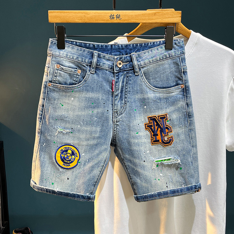 2026年男款夏季牛仔美式复古工装短裤休闲中裤弹力五分裤潮牌百搭
