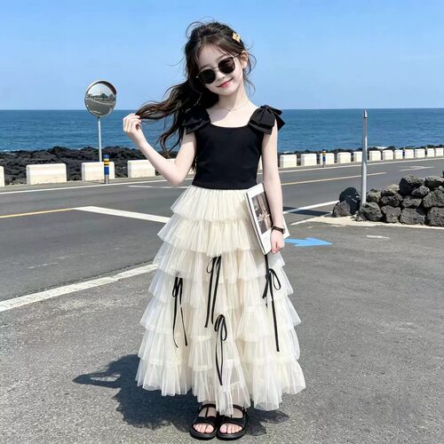 女童夏季洋气公主裙背心裙套装