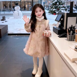 NEXT JANSO女童中国风旗袍裙冬装2025新款洋气唐装新年儿童拜年服