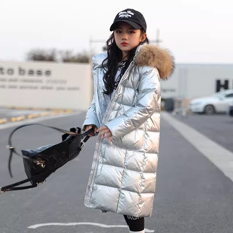 女童冬季羽绒服2025新款中大童长款加厚过膝免洗洋气90白鸭绒N/J