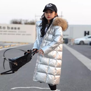 女童冬季羽绒服2025新款中大童长款加厚过膝免洗洋气90白鸭绒N/J