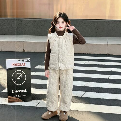 VYEO女童夹棉加厚马甲三件套