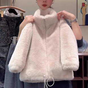 NEXT JANSO女童加绒冬季新款外套洋气棉服毛毛衣宝宝加厚仿皮保暖