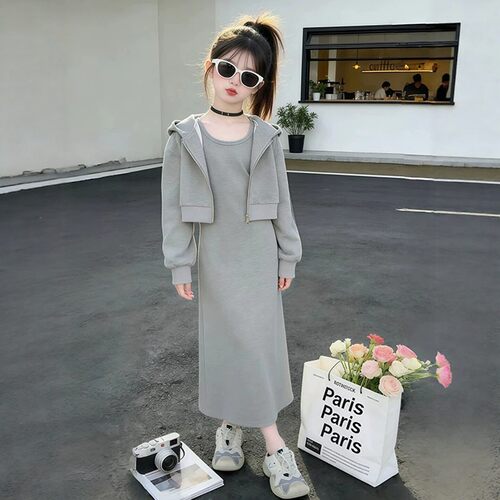 VYEO女童连衣裙春秋新款两件套