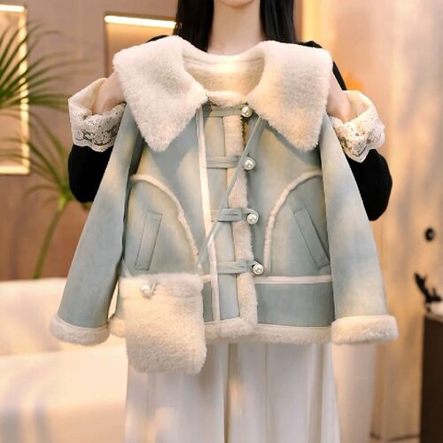VYEO女童皮毛一体外套秋冬新款
