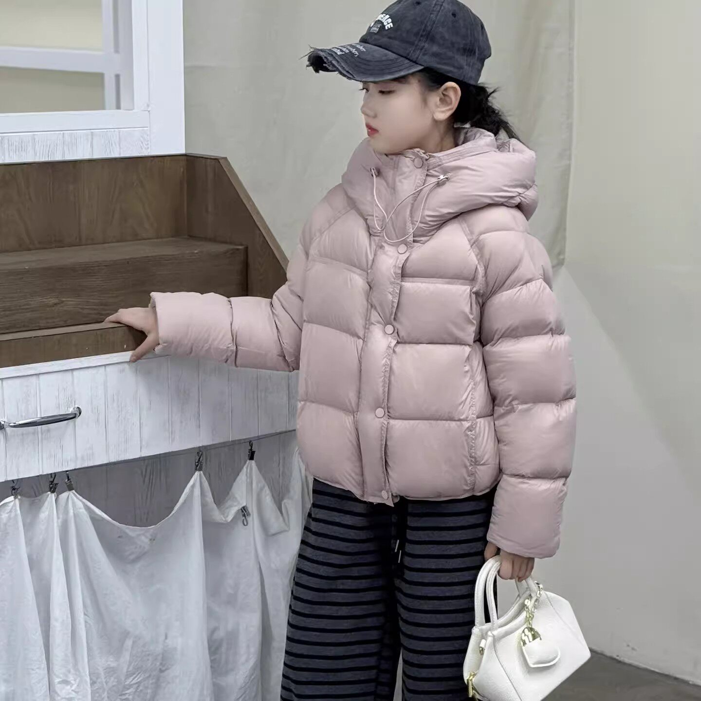 NEXT JANSO女童羽绒服冬季2025新款网红爆款女大童加厚白鸭绒外套