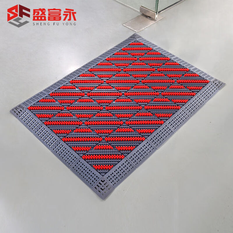 盛富永拼接三合一塑料地垫酒店门口镂空室外迎宾防滑防水门垫灰底