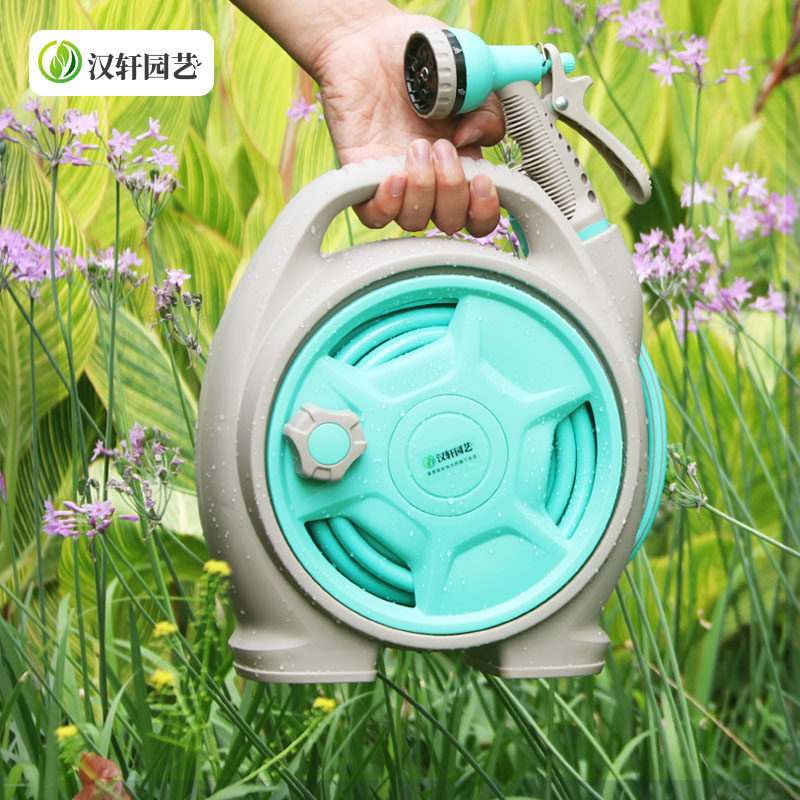 汉轩水管软管收纳架水管车迷你浇花喷头园林园艺浇水神器洗车水枪