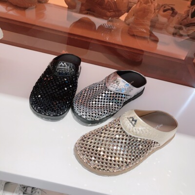 198-529玛莎玛索夏季新款包头半拖鞋闪钻网鞋女外穿勃肯凉拖鞋女