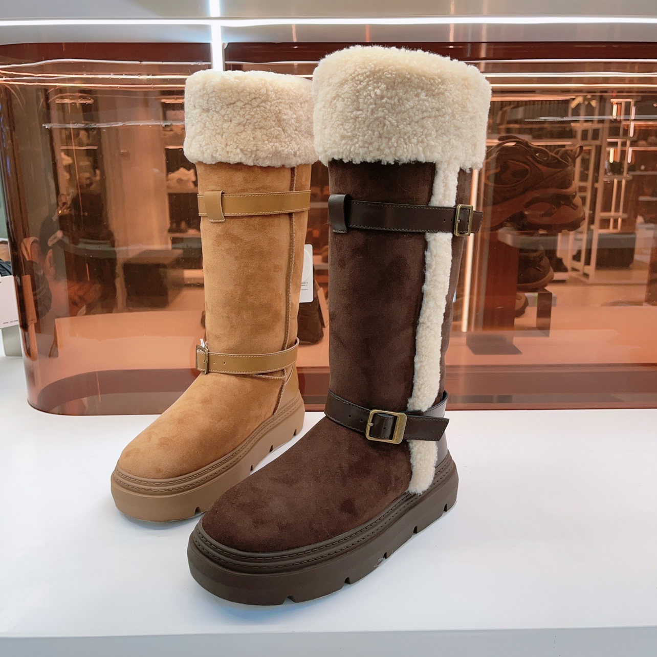 79-287玛莎玛索冬季新款高筒雪地靴加厚大棉靴子羊羔毛绒布长靴女