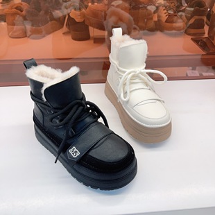 保暖皮面靴短靴防水防滑厚底短靴东北大棉鞋 508 508玛莎玛索新款