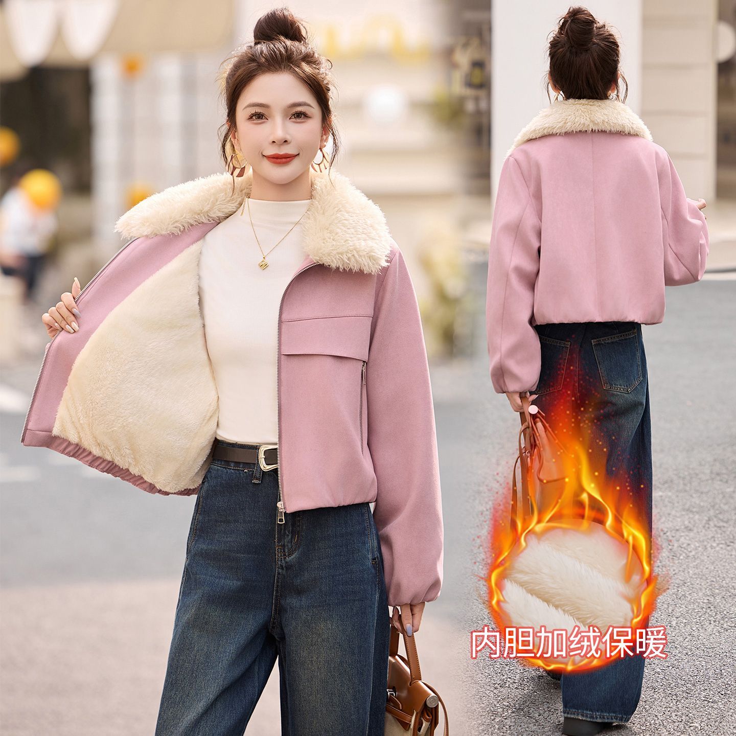 时尚短款外套女秋冬派克服