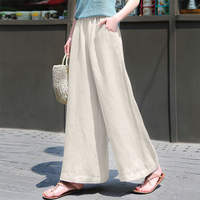 Straight-leg linen wide-leg pants, new summer long pants for women 2025, loose cotton and linen women's pants, high-waisted casual pants with a good drape thumbnail 2