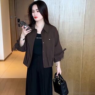 春秋薄款短外套女2026年新款时尚洋气显瘦宽松百搭衬衣休闲上衣潮