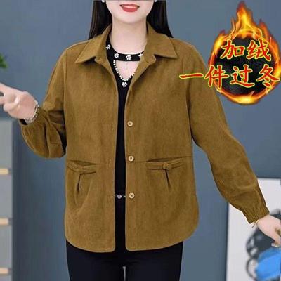 秋冬加绒加厚灯芯绒外套女夹克