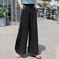 Straight-leg linen wide-leg pants, new summer long pants for women 2025, loose cotton and linen women's pants, high-waisted casual pants with a good drape thumbnail 3