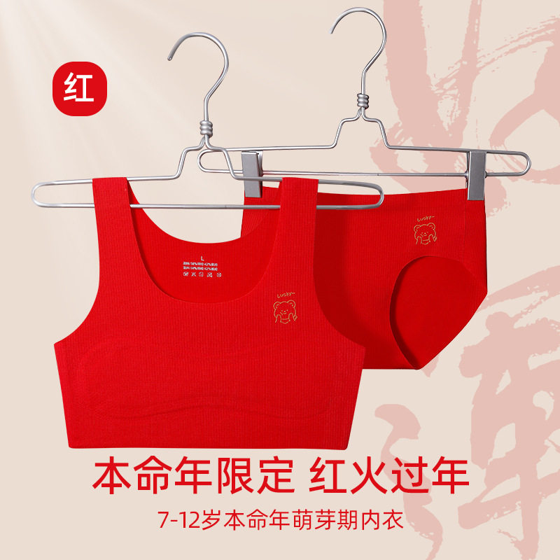 女童本命年红内衣套装12岁少女学生无痕内裤儿童女孩发育期小背心,女士内衣/男士内衣/家居服,文胸套装,淘宝优惠券,粉丝福利购,淘宝优惠卷